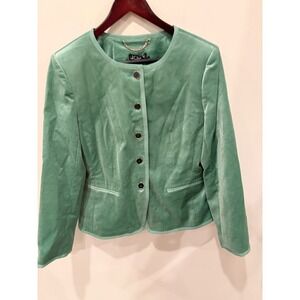 J.Crew Green Velvet Jacket Blazer Italian Fabric Ora Tessuti Size 12 NWT